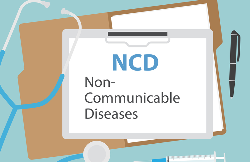 NCD Non-Communicable Diseases written in patient card, medical concept- vector illustration